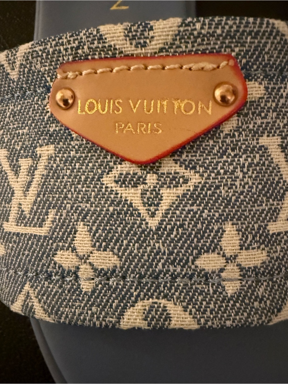 Monogram Denim Slide Sandals - Picture 3 of 6